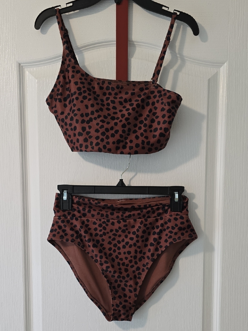 Old Navy Brown & Black Leopard-Print High-Waist Bikini Set